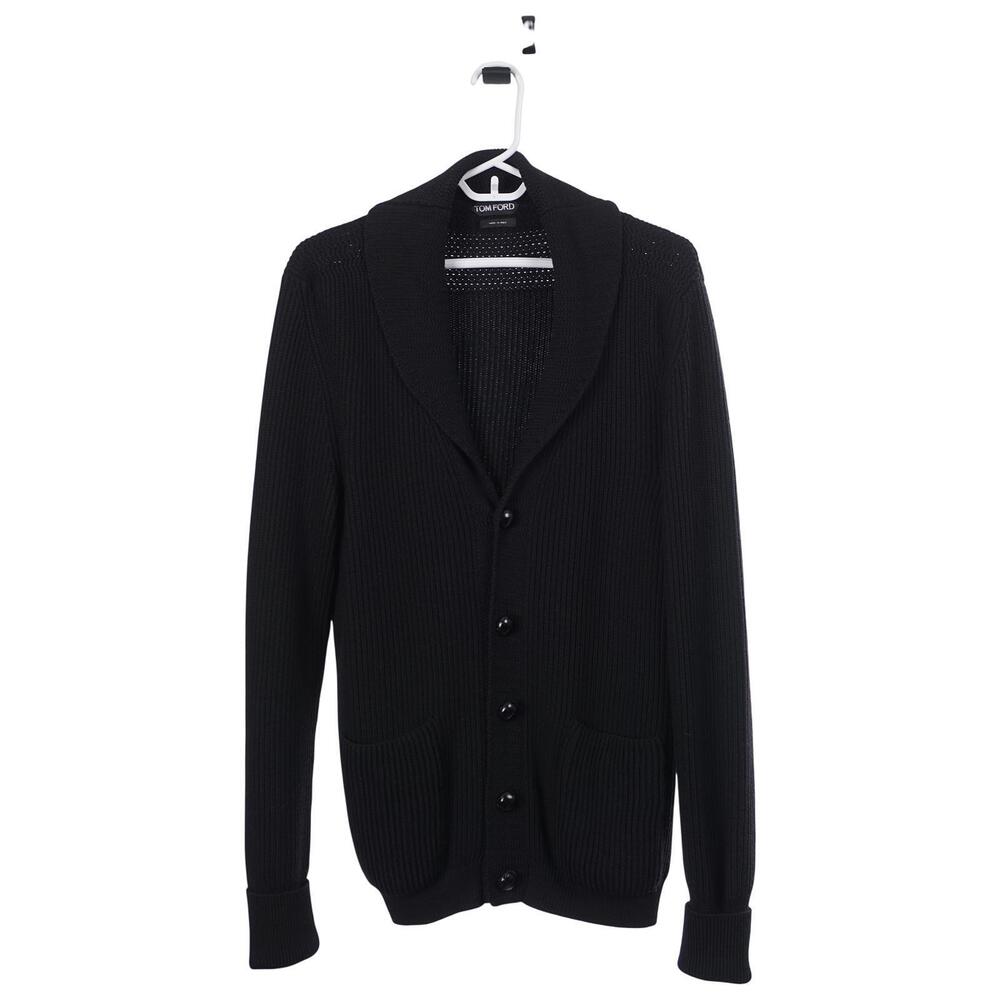 TOM FORD Shawl Collar Cardigan IT 50 Black Wool Knit McQueen James Bond QoS